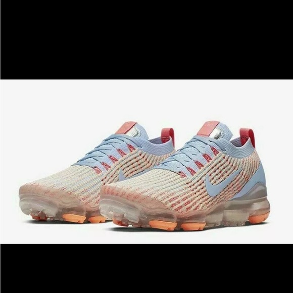 Nike Women's Air VaporMax Flyknit 3 Running Shoes Blue Orange AJ6910-400 - Picture 2 of 12
